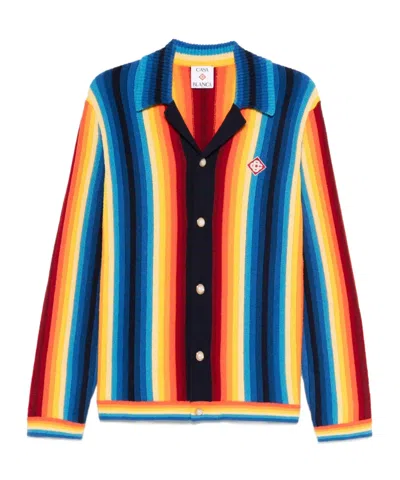CASABLANCA CASABLANCA GRADIENT BUTTONED TOWELLING CARDIGAN