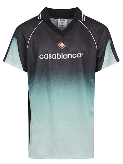 Casablanca Gradient V-neck T-shirt With Geometric Pattern In Black