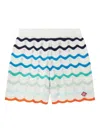 Casablanca Kids Off-white Gradient Wave Crochet Shorts In White