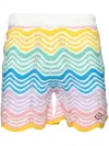 Casablanca Mens Multi Gradient-pattern High-rise Cotton-knit Shorts In Yellow