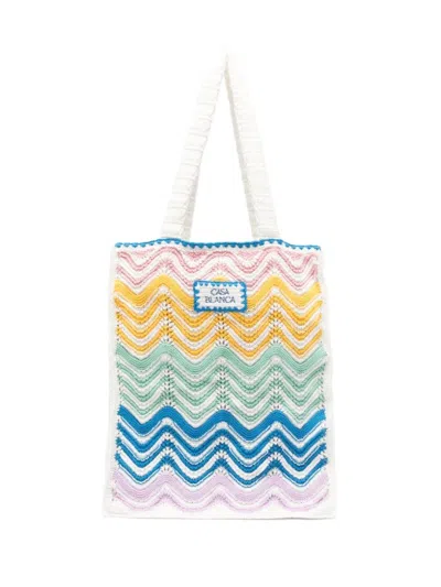 CASABLANCA GRADIENT WAVE CROCHET TOTE BAG