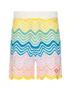 Casablanca Mens Multi Gradient-pattern High-rise Cotton-knit Shorts In Gradient Wave