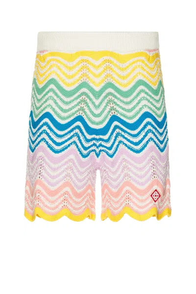 Casablanca Mens Multi Gradient-pattern High-rise Cotton-knit Shorts