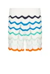 Casablanca Gradient Wave Crochet Shorts In Wave