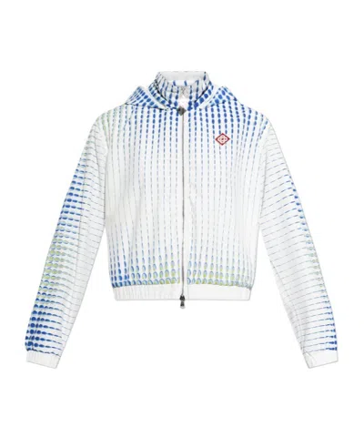 Casablanca Gradient Zip-up Hooded Jacket In White