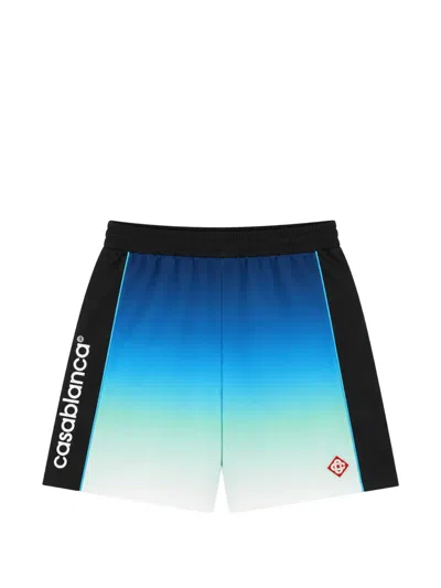 Casablanca Gradient Design Logo Polyester Football Shorts In Blue