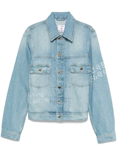 Casablanca Denim Jacket With Graffiti Design In Blue