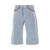 Casablanca Blue Monogram Denim Shorts In Blue