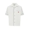 Casablanca Short Sleeved Shirt In Jacquard Cotton Blend Terry Cloth With White Monogram Men In White