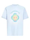 Casablanca Ribbed Crew Neck Short Sleeve T-shirt With Airbrush Artwork In Blue