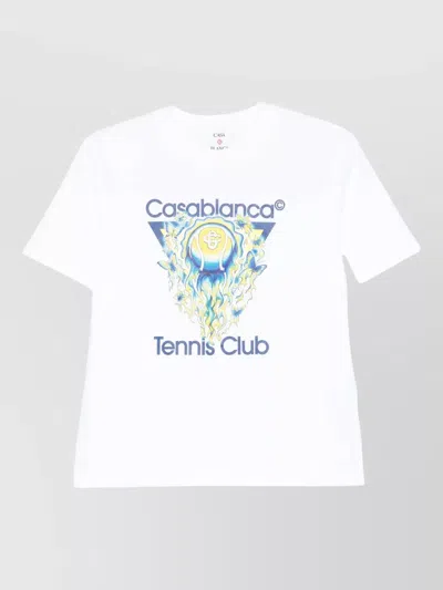 Casablanca Graphic Cotton Crew Neck T Shirts In White
