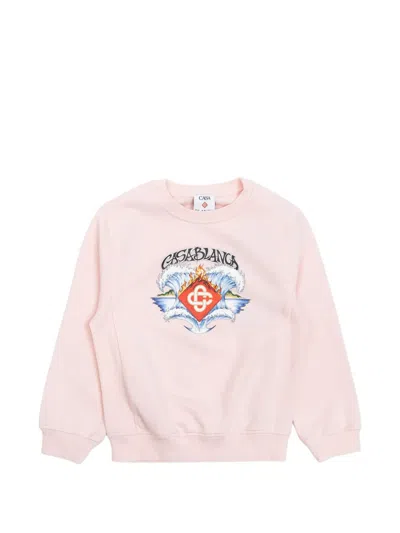 Casablanca Kids' Graphic Crew-neck Sweatshirt In Pink