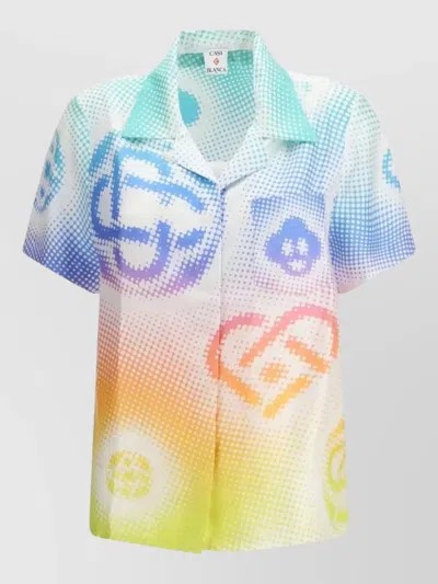 Casablanca Graphic Logo Cuban Collar Short Sleeve Shirt In Multi