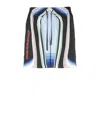 Casablanca Graphic Mountain Straight-leg Logo-print Silk-twill Drawstring Shorts In Blue