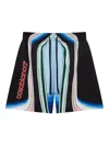 Casablanca Graphic Mountain Straight-leg Logo-print Silk-twill Drawstring Shorts In Black