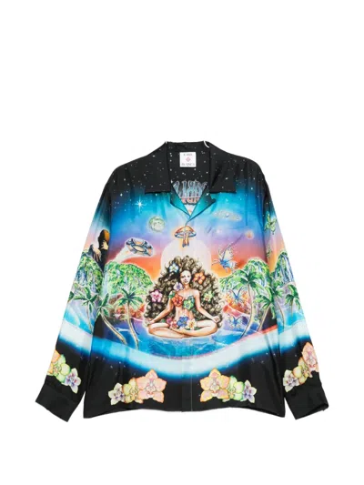 Casablanca Innersense Long Sleeved Satin Shirt In Multi