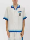 Casablanca White Shirt With Cuban Collar And Maxi Logo Printed On The Back In Silk Man