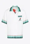 Casablanca Convertible-collar Printed Silk-twill Shirt In White