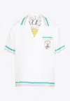 Casablanca Mens Tbc Cuban-collar Graphic-pattern Silk Shirt In White