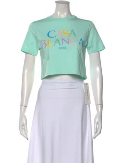 Pre-owned Casablanca Graphic Print Crew Neck Crop Top In Green
