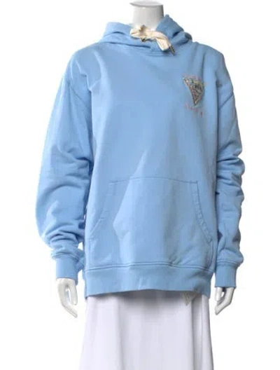 Pre-owned Casablanca Graphic Print Crew Neck Hoodie In Blue