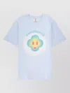 Casablanca Ribbed Crew Neck Short Sleeve T-shirt With Airbrush Artwork In Blue