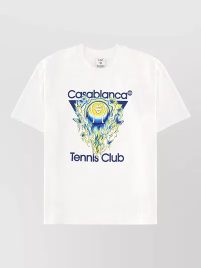 Casablanca Tennis Club Boxy Front Flame Cotton T-shirt In White