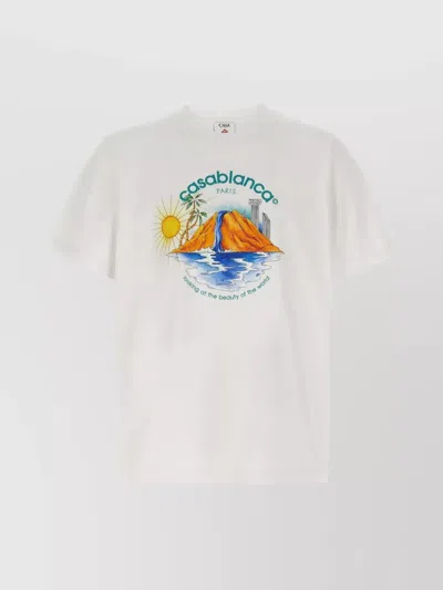 Casablanca Graphic Print Crew Neck Short Sleeves T-shirt In White