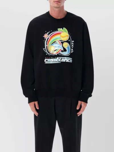 CASABLANCA GRAPHIC PRINT CREW NECK SWEATER
