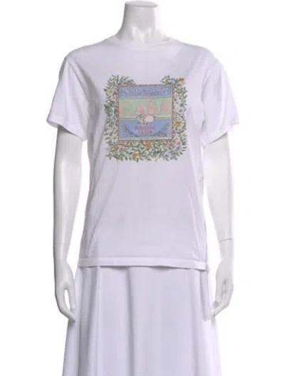 Pre-owned Casablanca Graphic Print Crew Neck Sweater In White