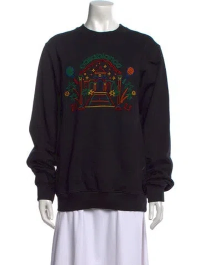Pre-owned Casablanca Graphic Print Crew Neck Sweatshirt In Black