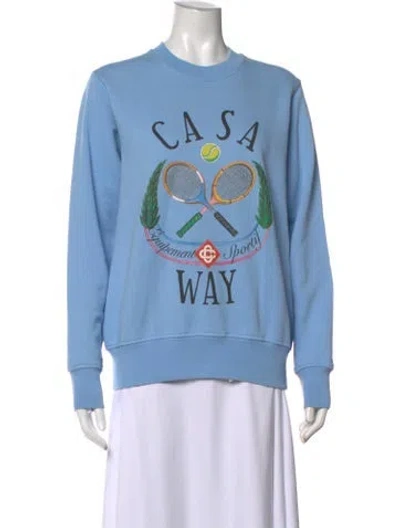 Pre-owned Casablanca Graphic Print Crew Neck Sweatshirt In Blue