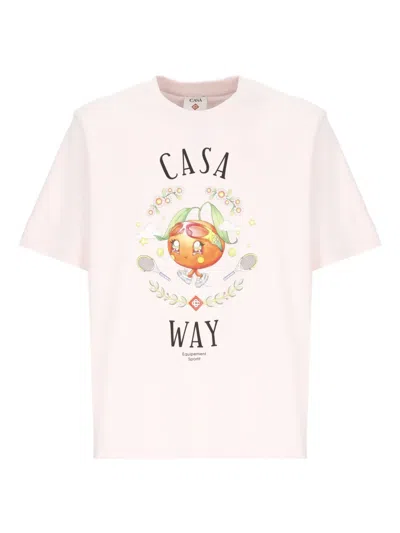 Casablanca Casa Way Orange Mascot Short Sleeve T-shirt In Neutral