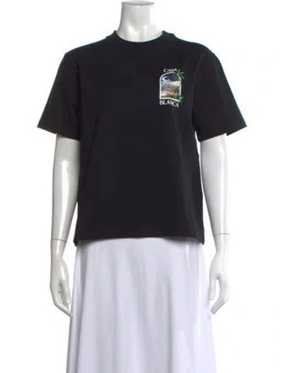 Pre-owned Casablanca Graphic Print Crew Neck T-shirt In Black