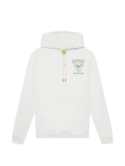 Casablanca Tennis Club Logo-print Hooded Cotton Sweatshirt In White