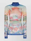 Casablanca Graphic Print High Neck Stretch Top
