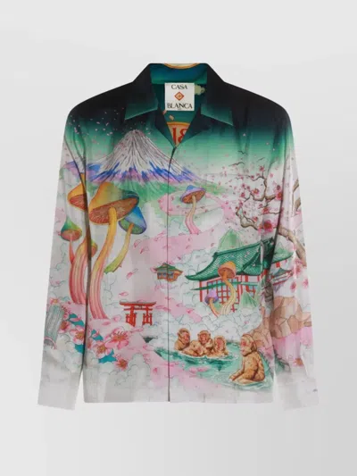 CASABLANCA GRAPHIC PRINT LONG SLEEVE SHIRT WITH POCKET