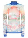 Casablanca Graphic Print High Neck Stretch Top