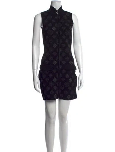 Pre-owned Casablanca Graphic Print Mini Dress W/ Tags In Black