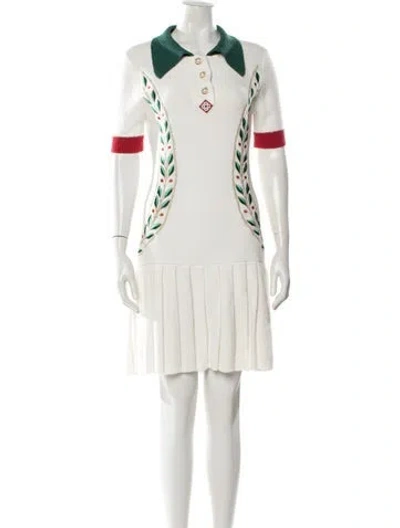 Pre-owned Casablanca Graphic Print Mini Dress In White