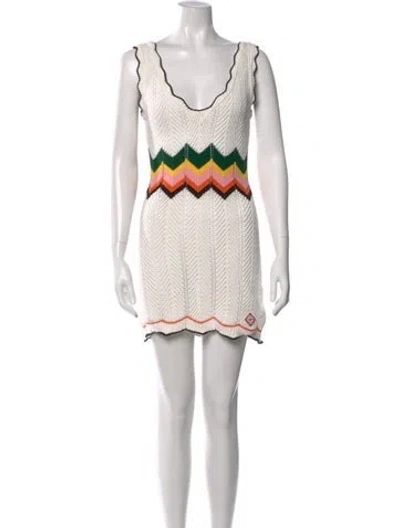 Pre-owned Casablanca Graphic Print Mini Dress In White