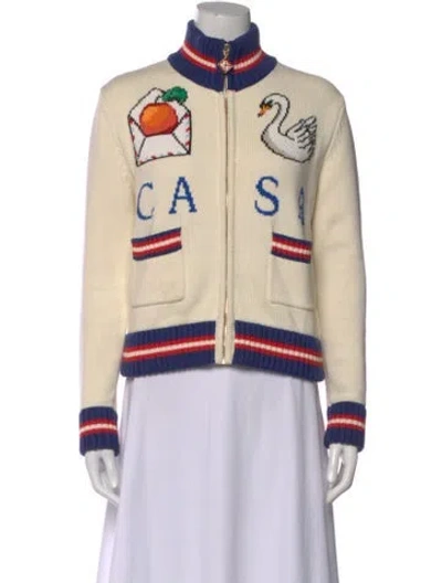 Pre-owned Casablanca Graphic Print Open Front Sweater In Neutral
