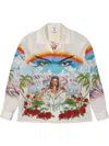 Casablanca Cuban Collar Graphic Print Long Sleeve Shirt