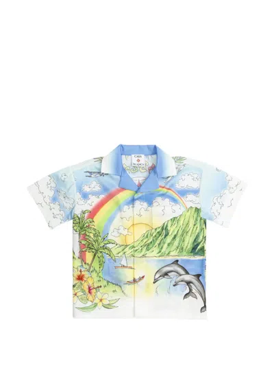 Casablanca Kids' Graphic-print Shirt In Brown