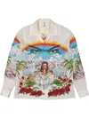 Casablanca Mens Chateau Marmont Camp-collar Graphic-pattern Linen Shirt In Nude