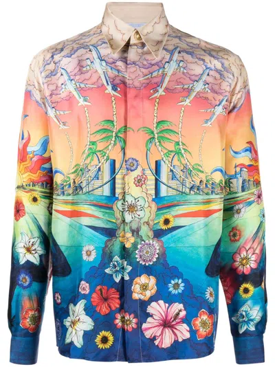 Casablanca Graphic-print Silk Shirt In Multi
