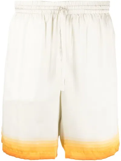 Casablanca Graphic-print Silk Shorts In Neutrals