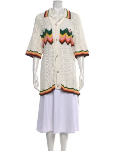 Pre-owned Casablanca Graphic Print Sweater In White