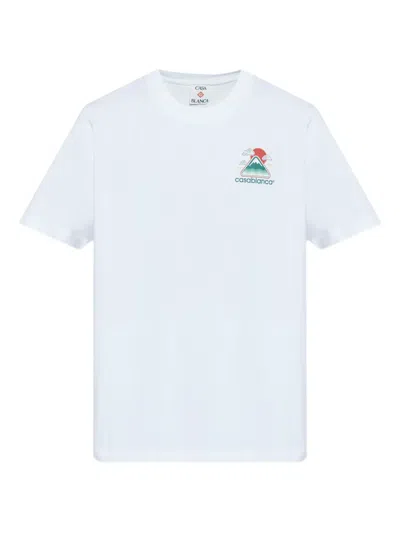 Casablanca Montagne Ondulée Logo-print Cotton-jersey T-shirt In White