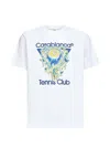 Casablanca Men White Crewneck T-shirt With Logo Print On The Front In Cotton Man